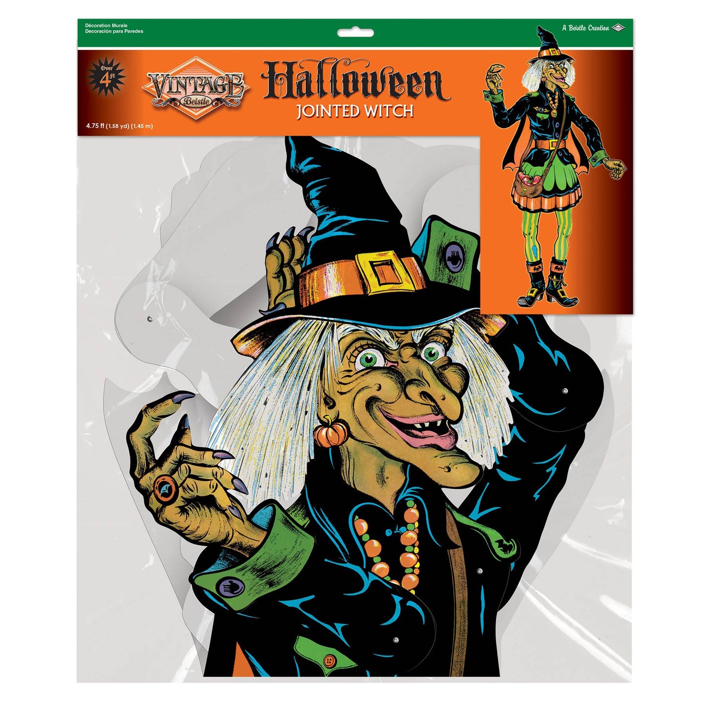 Vintage Halloween Jointed Witch 4' 9"