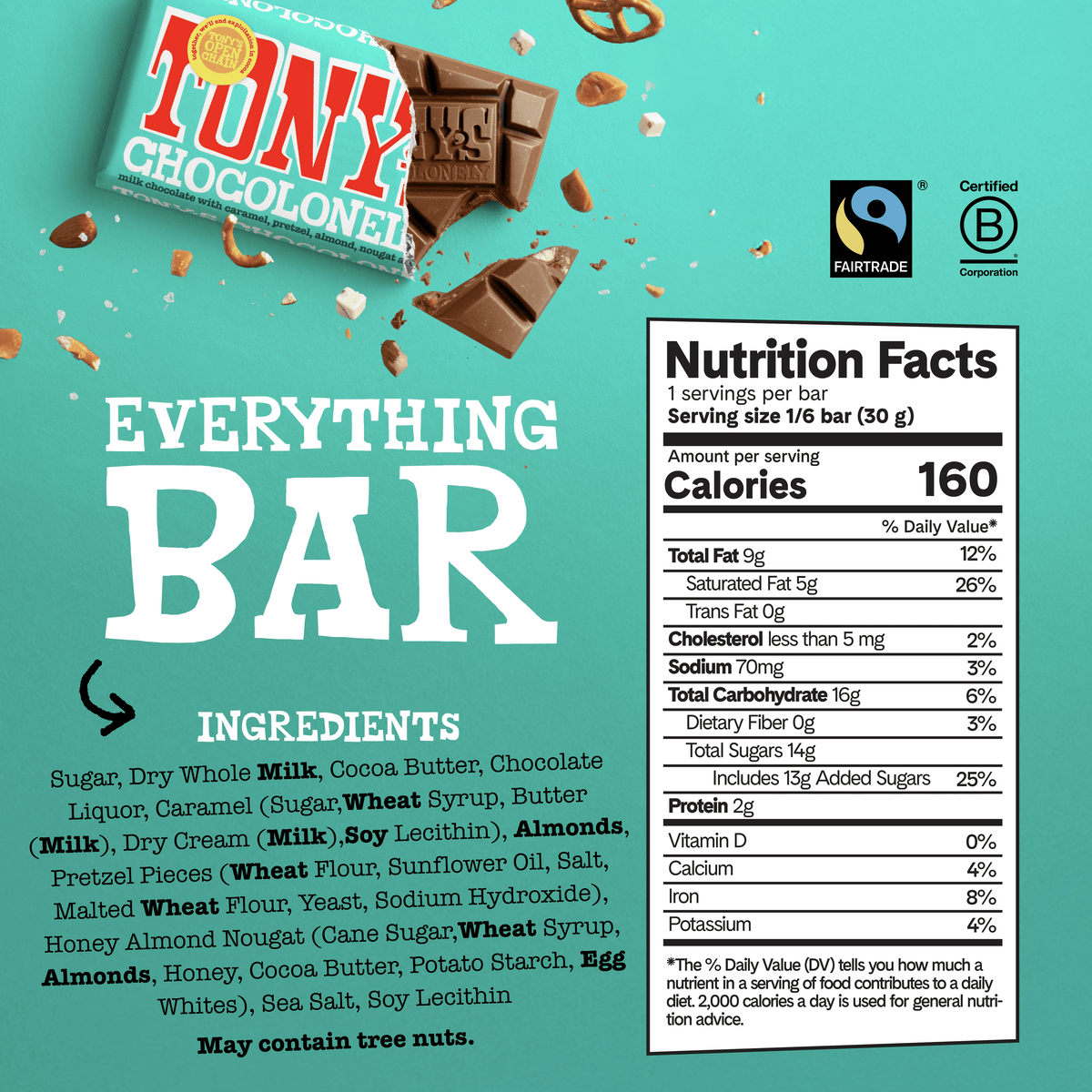Everything Bar: Milk caramel almond nougat pretzel sea salt