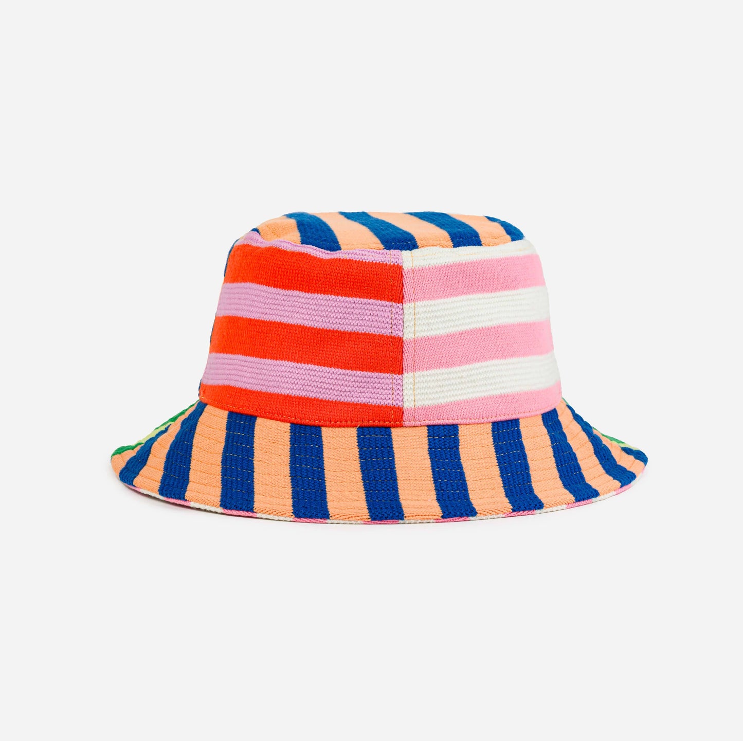 Super Stripe Bucket Hat: Peach Cobalt