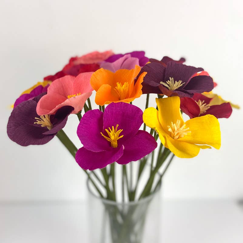 California Poppy Crepe Paper Flower: Magenta