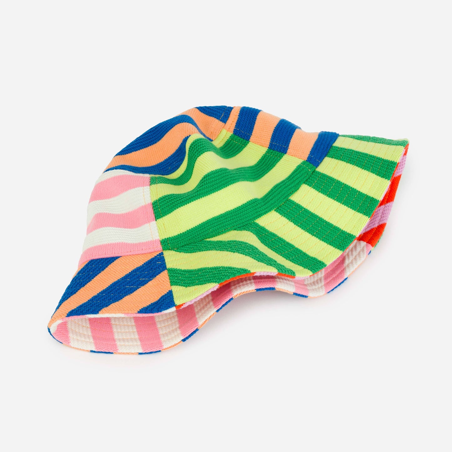 Super Stripe Bucket Hat: Peach Cobalt