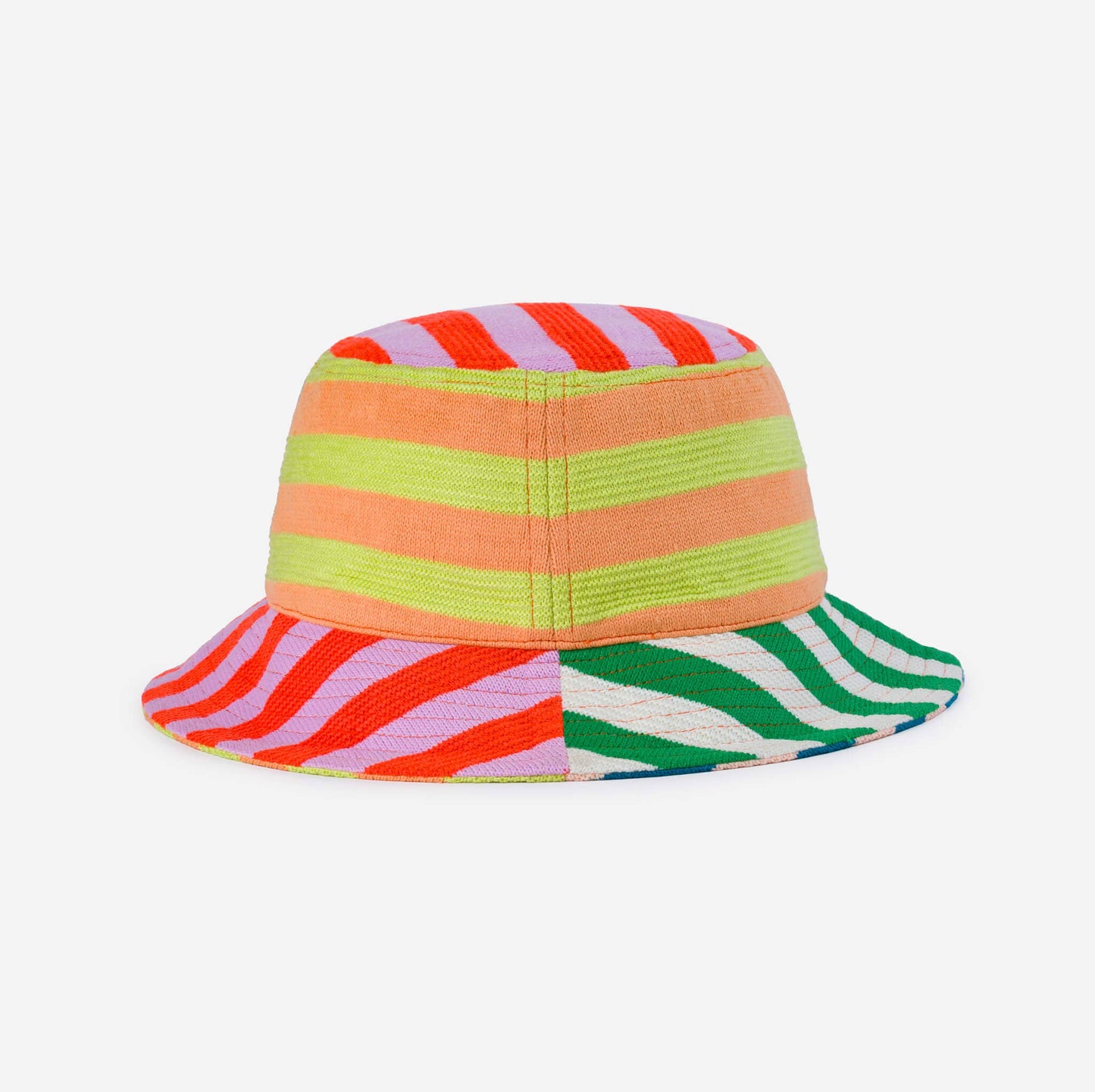 Super Stripe Bucket Hat: Peach Cobalt