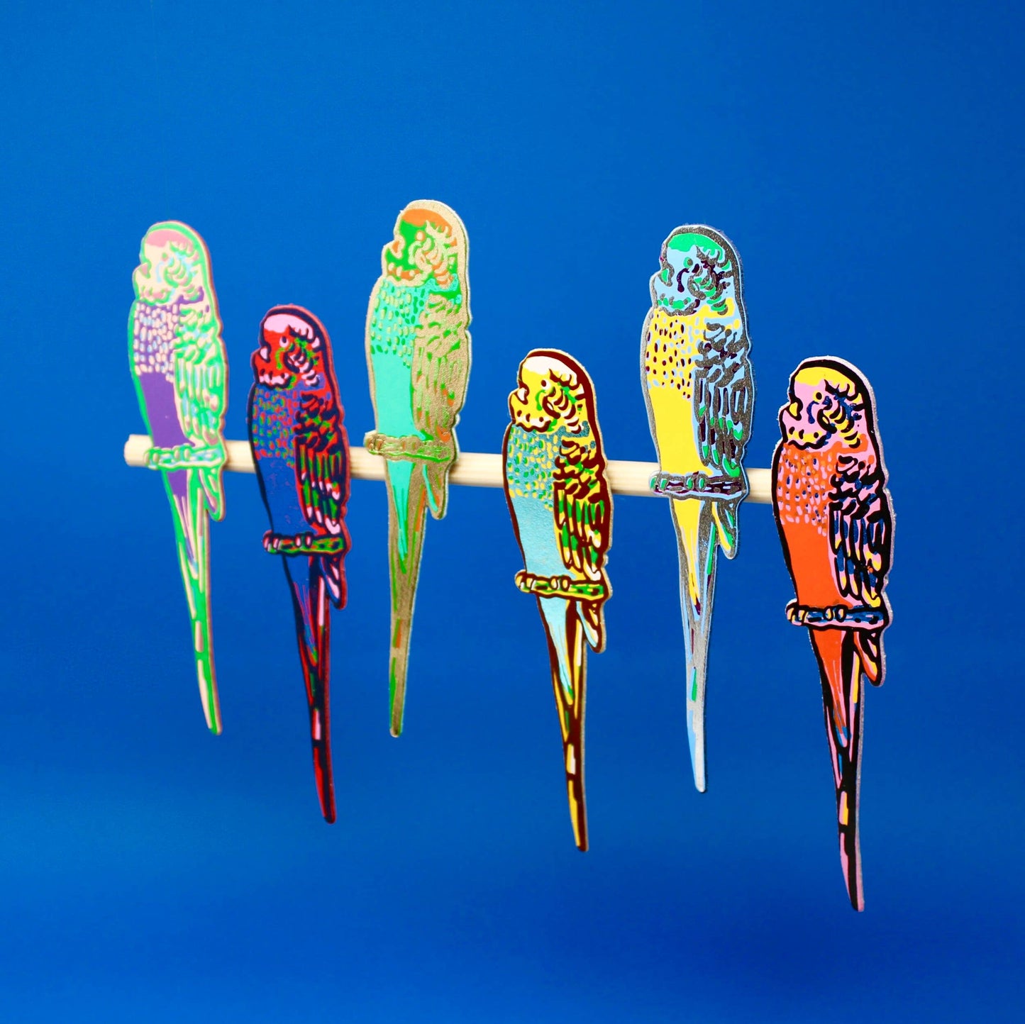 Parakeet Bookmark: Red/Blue