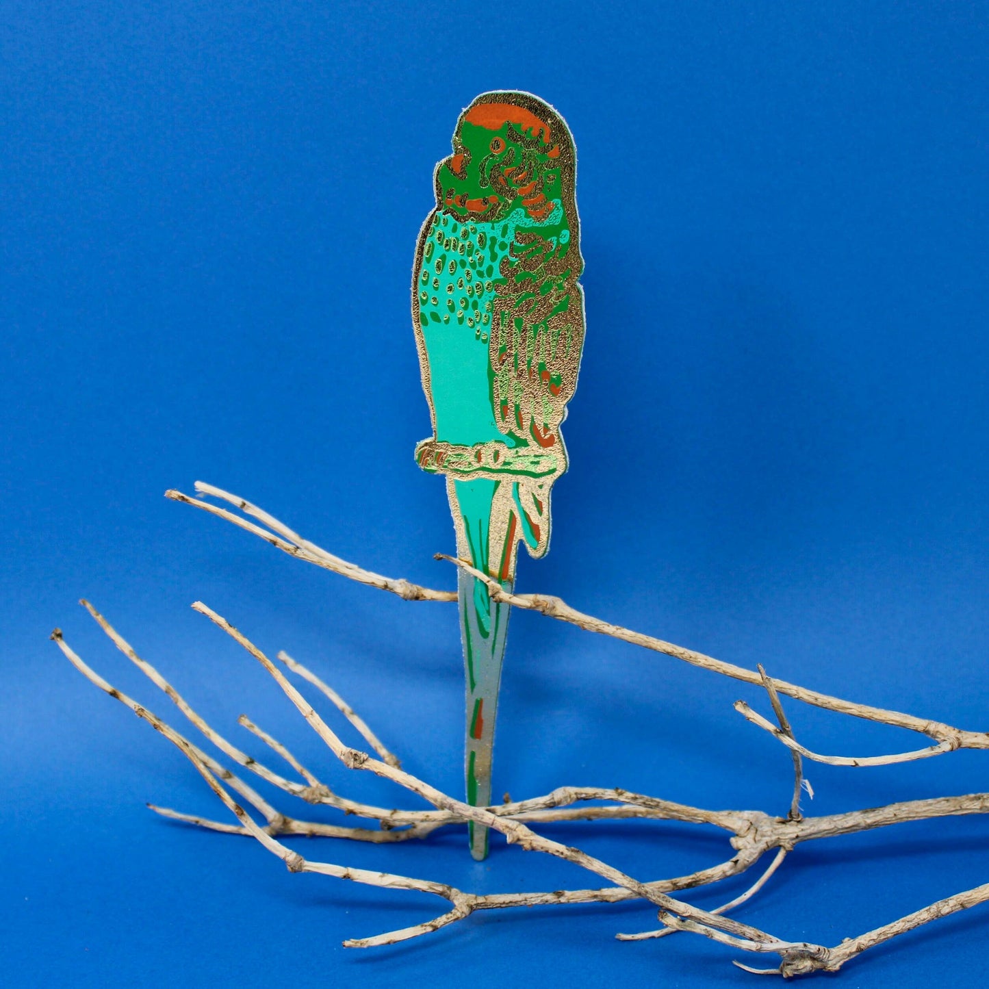 Parakeet Bookmark: Red/Blue