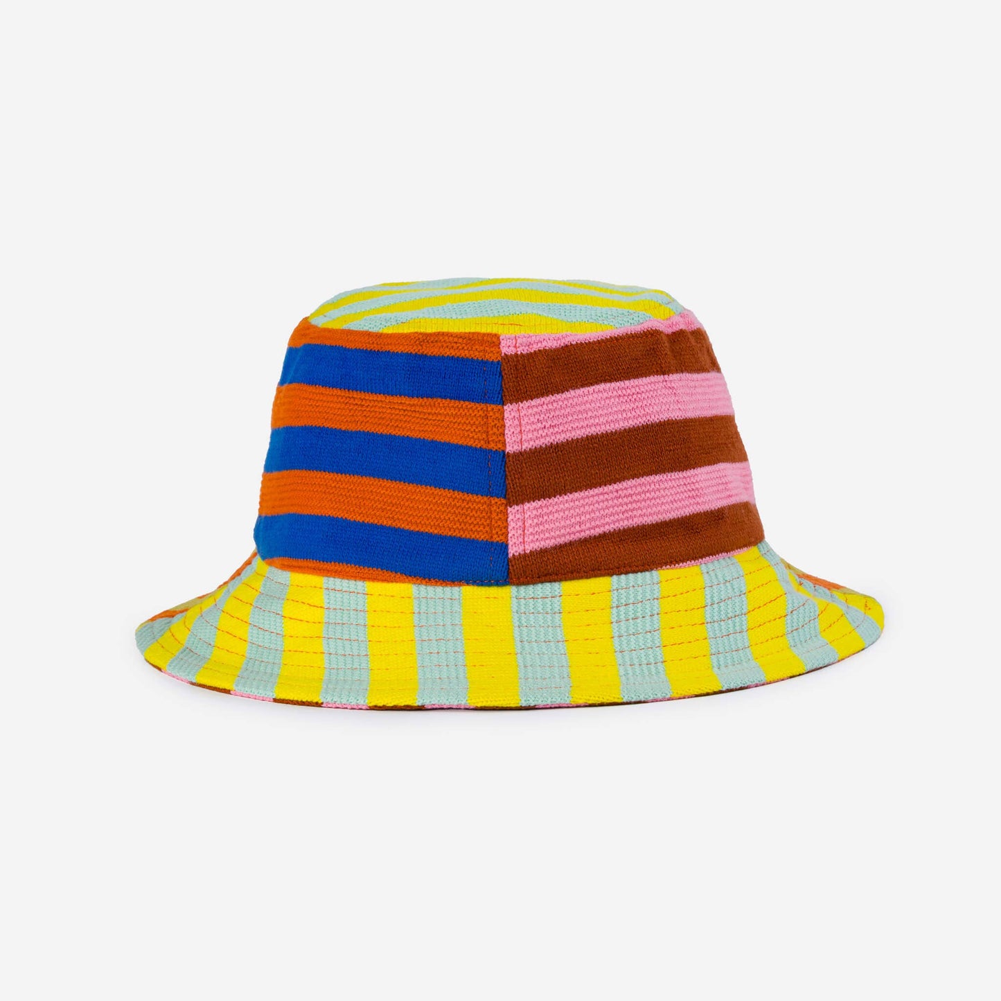 Super Stripe Bucket Hat: Peach Cobalt