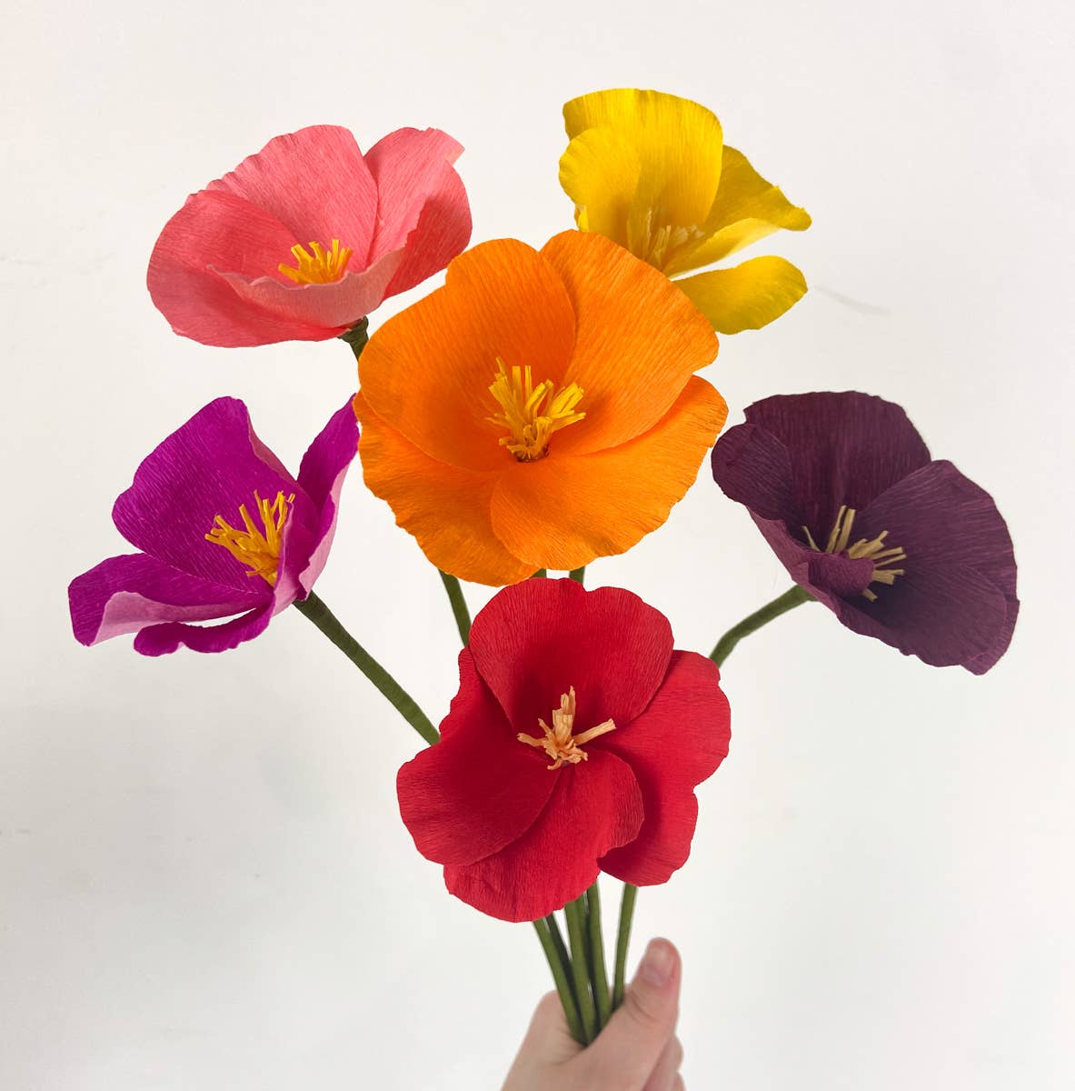 California Poppy Crepe Paper Flower: Burgundy