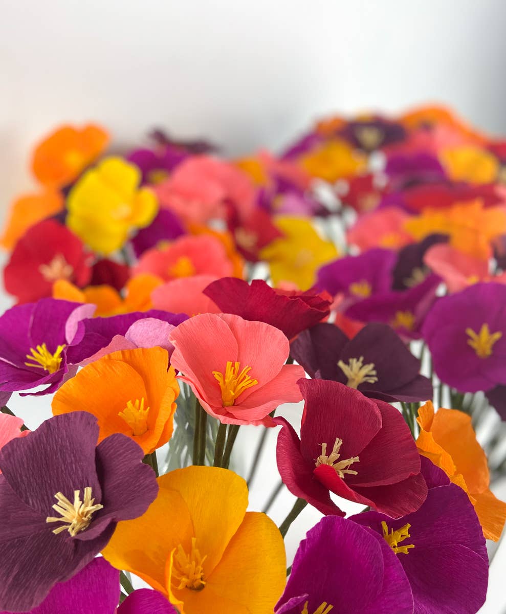 California Poppy Crepe Paper Flower: Orange
