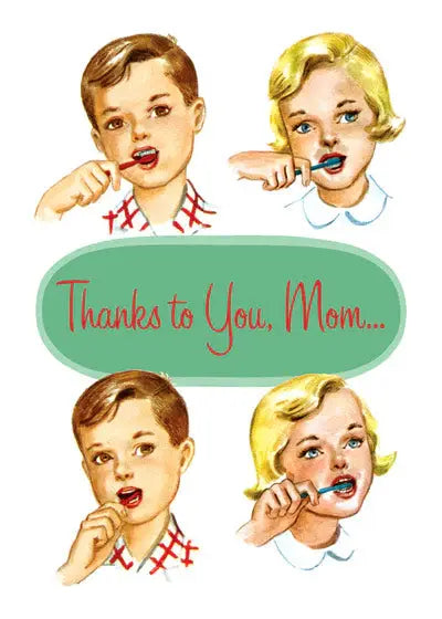 Children Brushing Teeth - Mother's Day Card