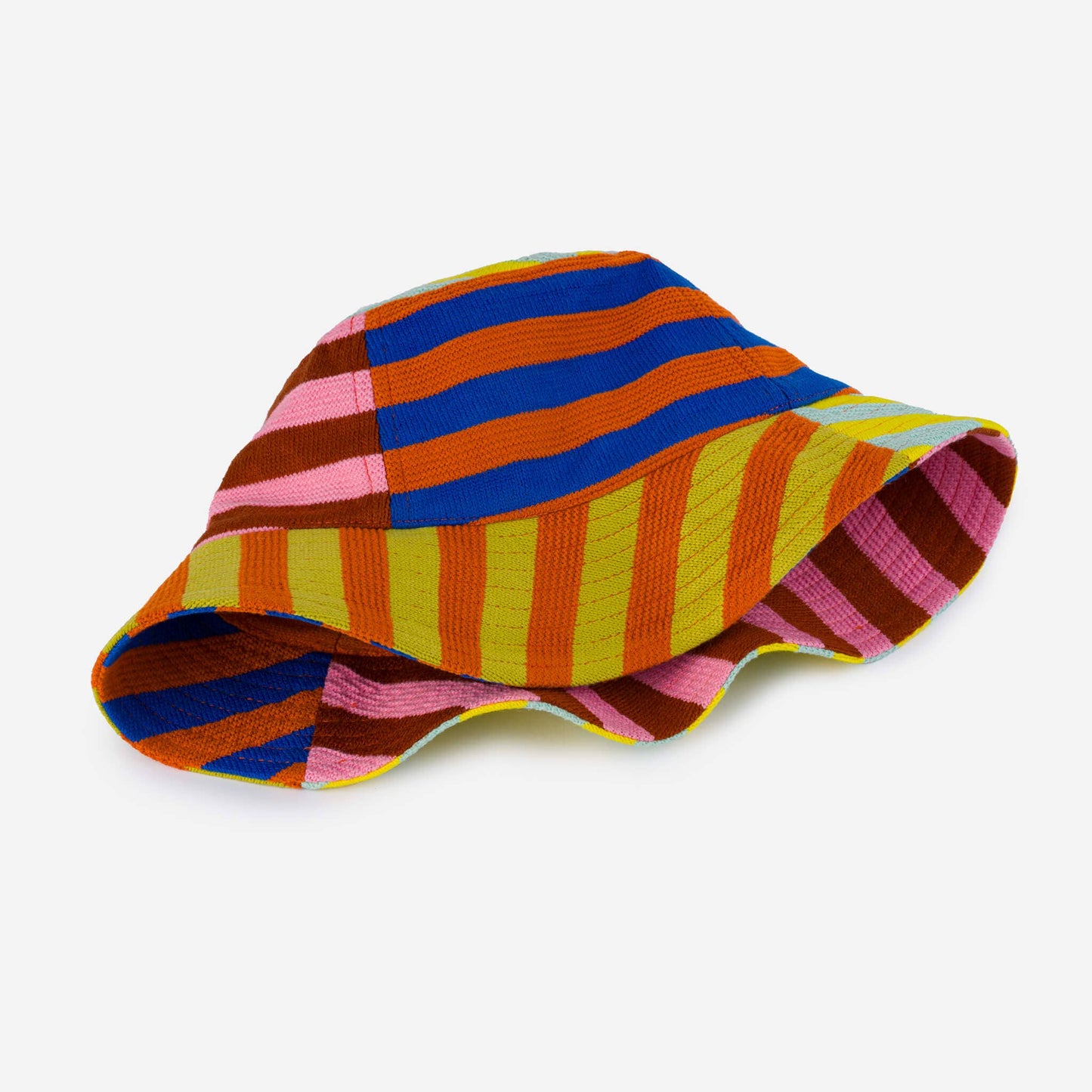 Super Stripe Bucket Hat: Peach Cobalt