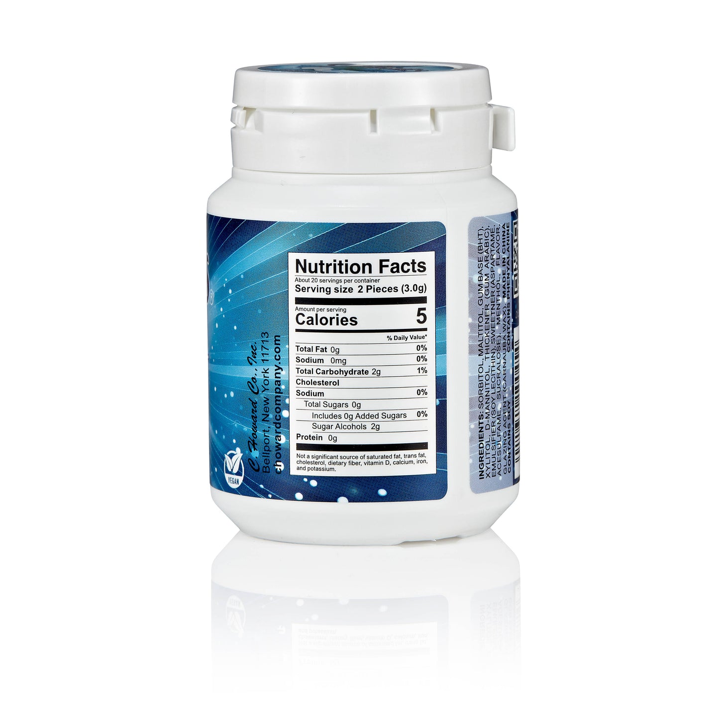 Choward's Sugar free Peppermint gum bottle