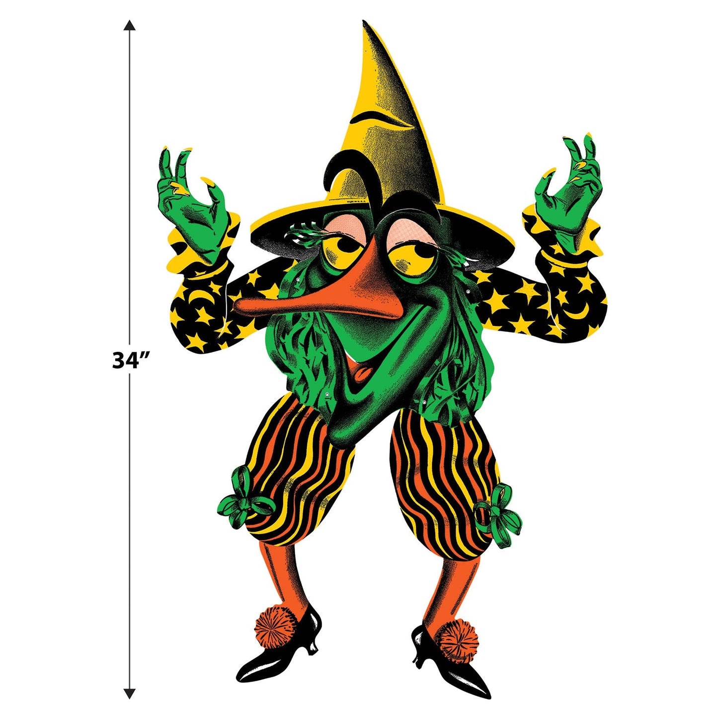 Vintage Halloween Jointed Witch Goblin 34"