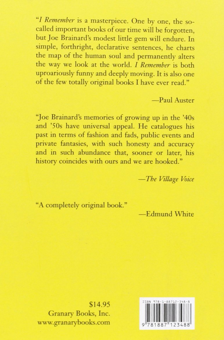 Joe Brainard: I Remember Brainard, Joe
