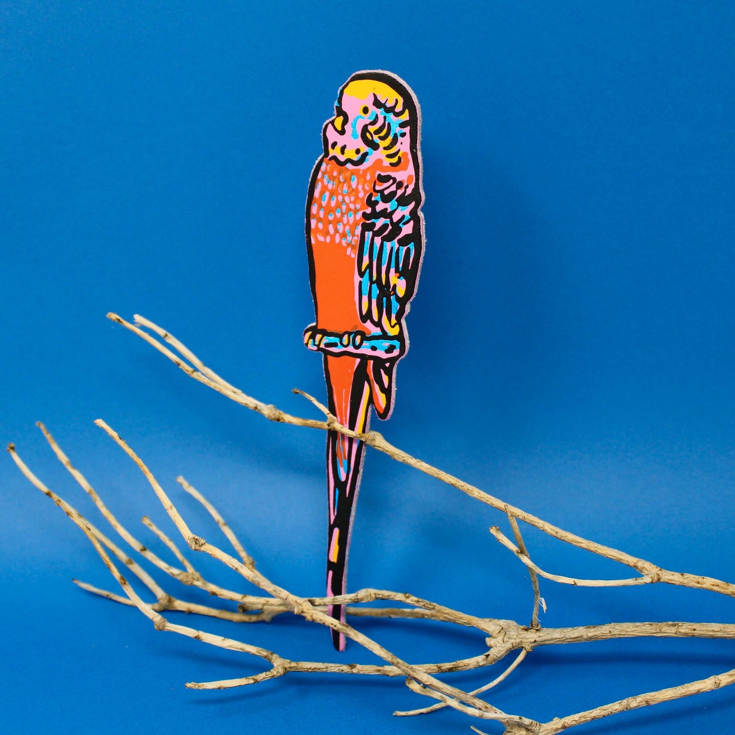 Parakeet Bookmark: Red/Blue