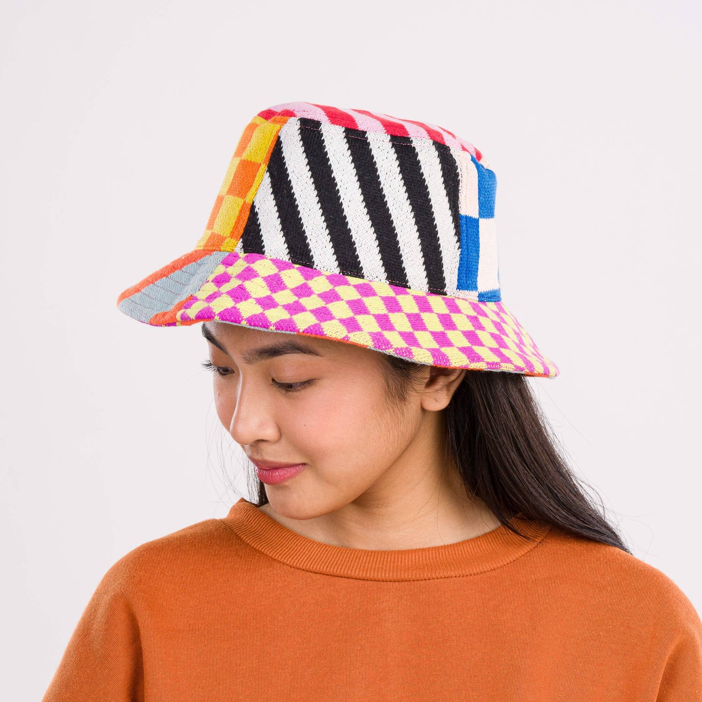 Pattern Patch Bucket Hat: Rainbow