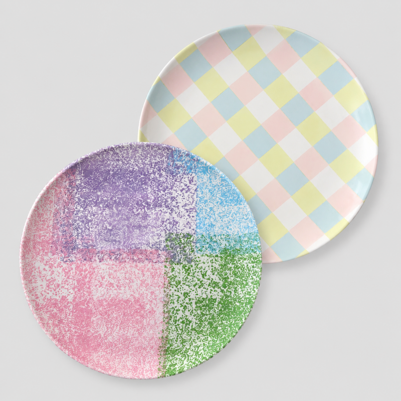 Checkered Snack Plate: Blue / F