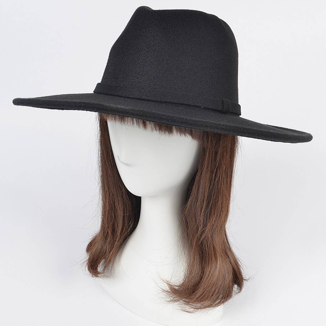 Faux Wool Leo Band Fedora Hat