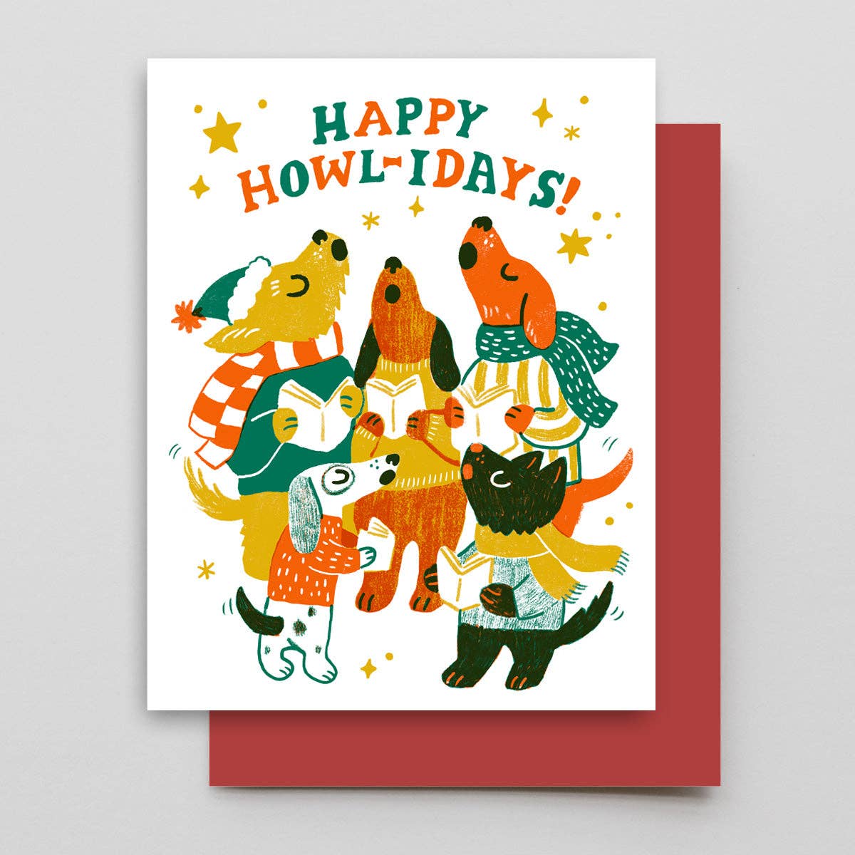 Happy Howl-idays Set of 6 - Red: Set of 6 cards