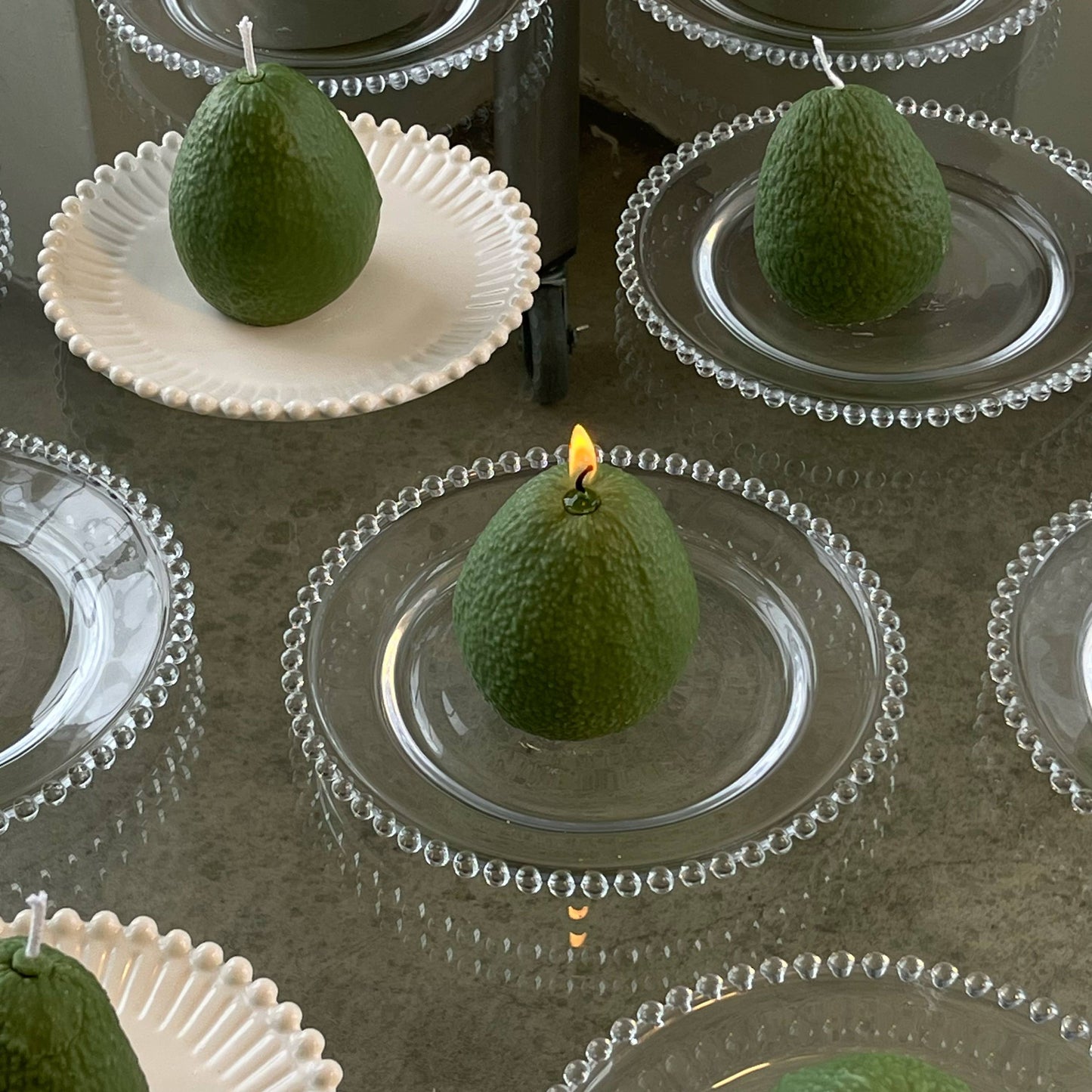 Large Avocado Candle: Green / Sea Salt and Orchid / Single Avocado