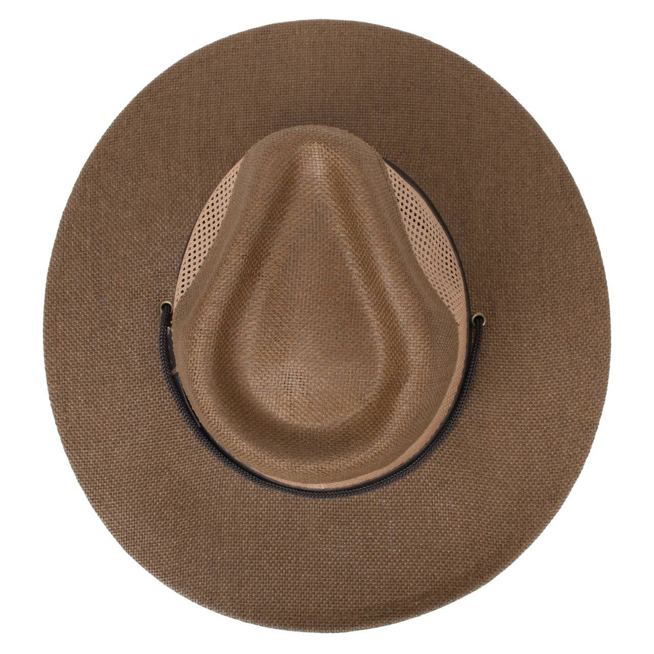 Men's S/S Leather Belt Banded Mesh Fashion Fedora Hat: Honey Gold / S/M