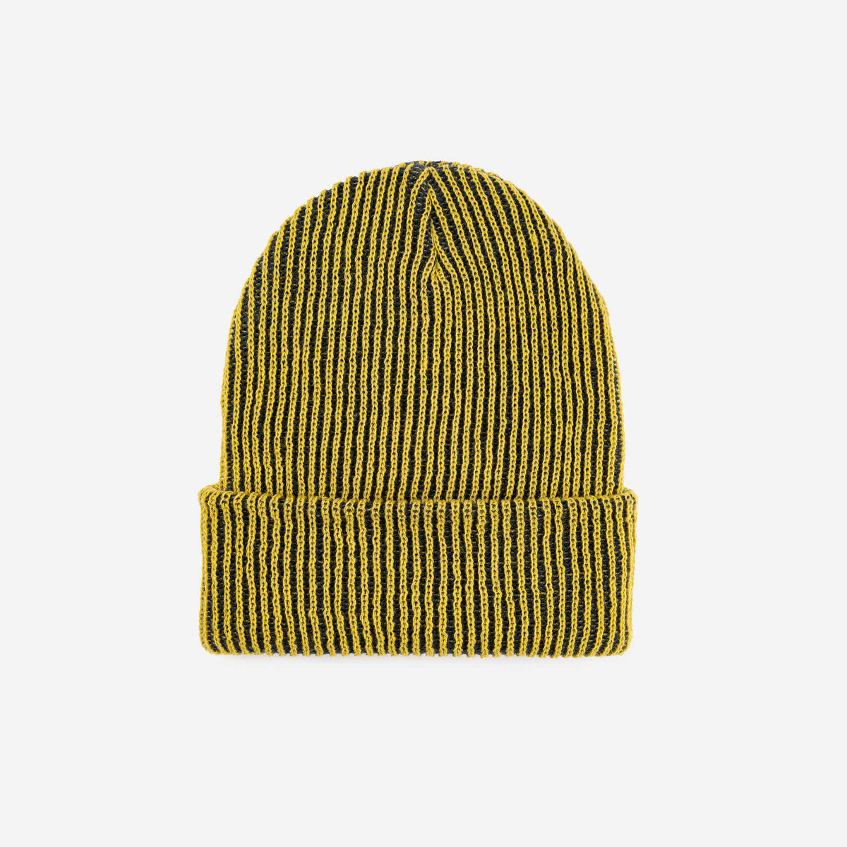 Simple Rib Knit Beanie: Golden Olive Navy