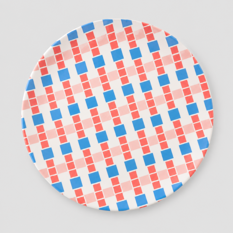 Checkered Snack Plate: Blue / F