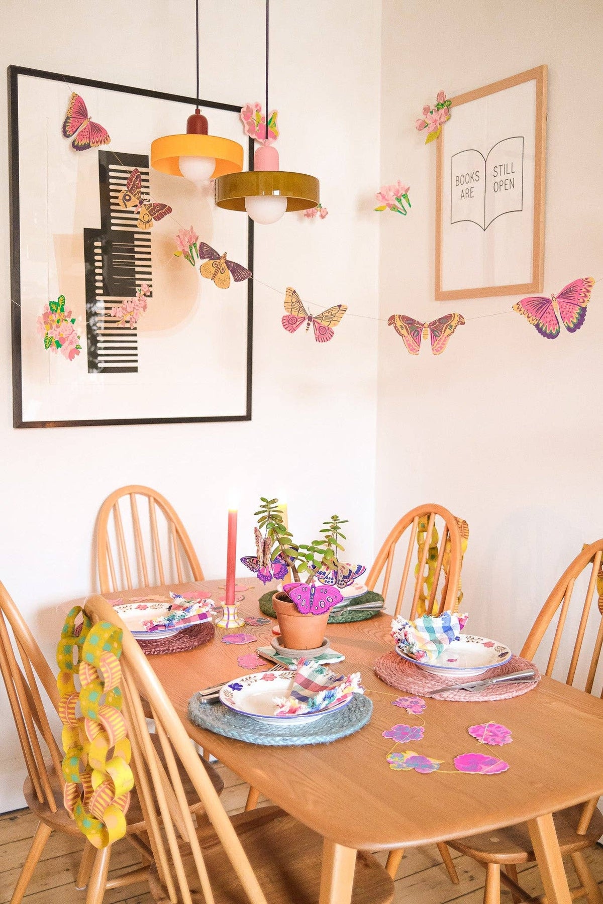 COLOURFUL BUTTERFLIES SEWN GARLAND