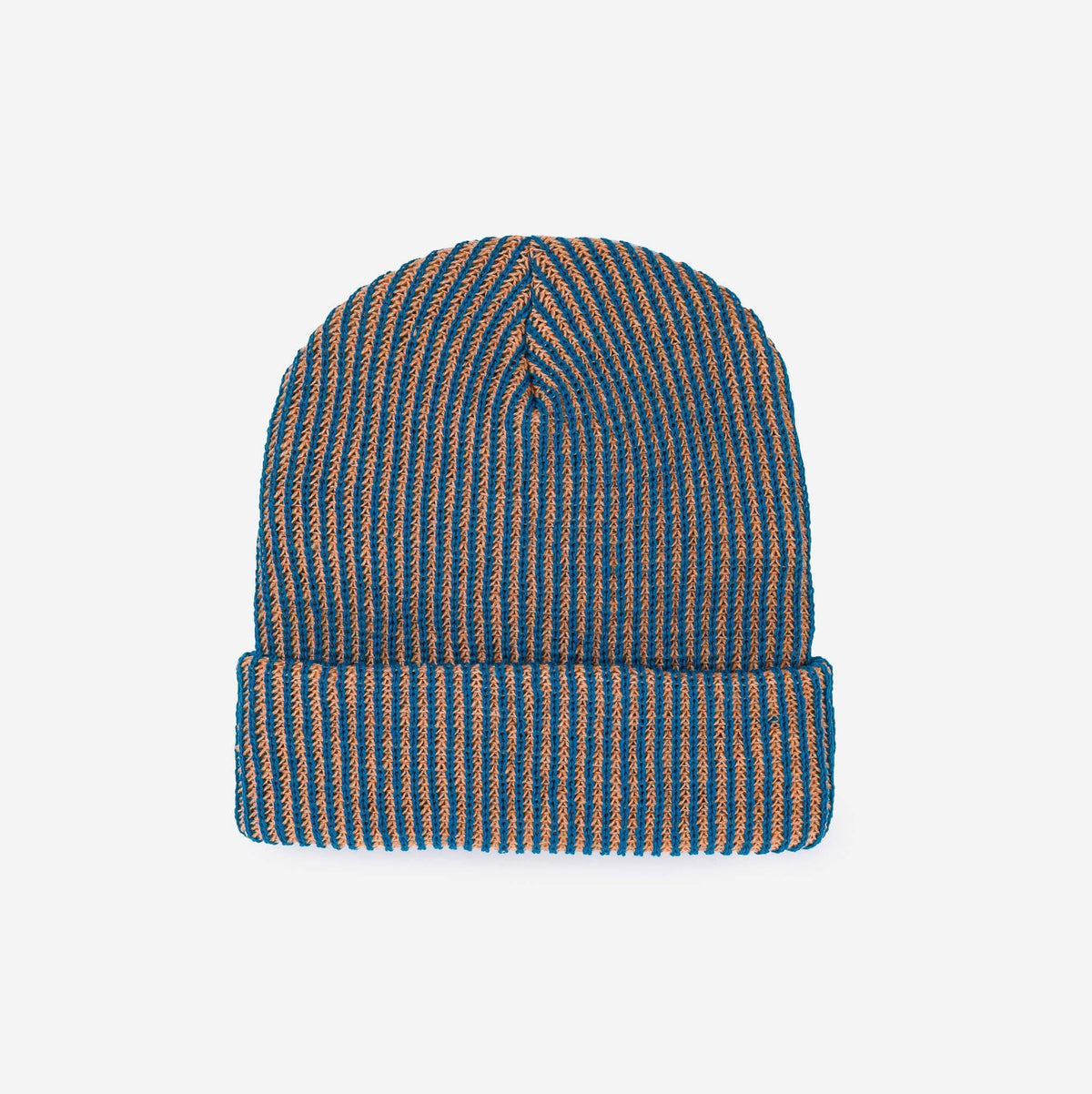 Simple Rib Knit Beanie: Golden Olive Navy