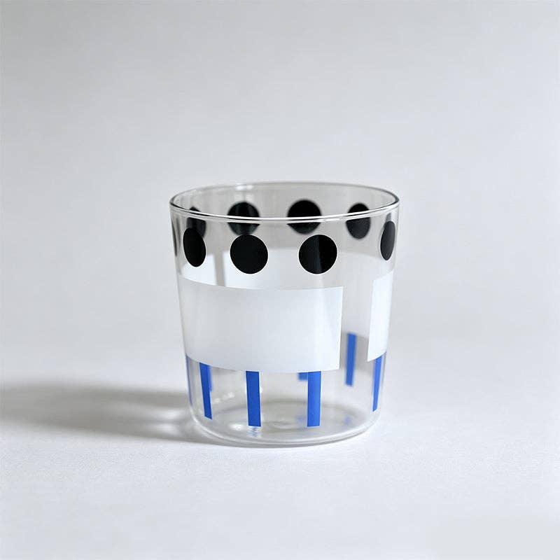 Retro Polka Dot Painted Cup: Blue Black / One Size