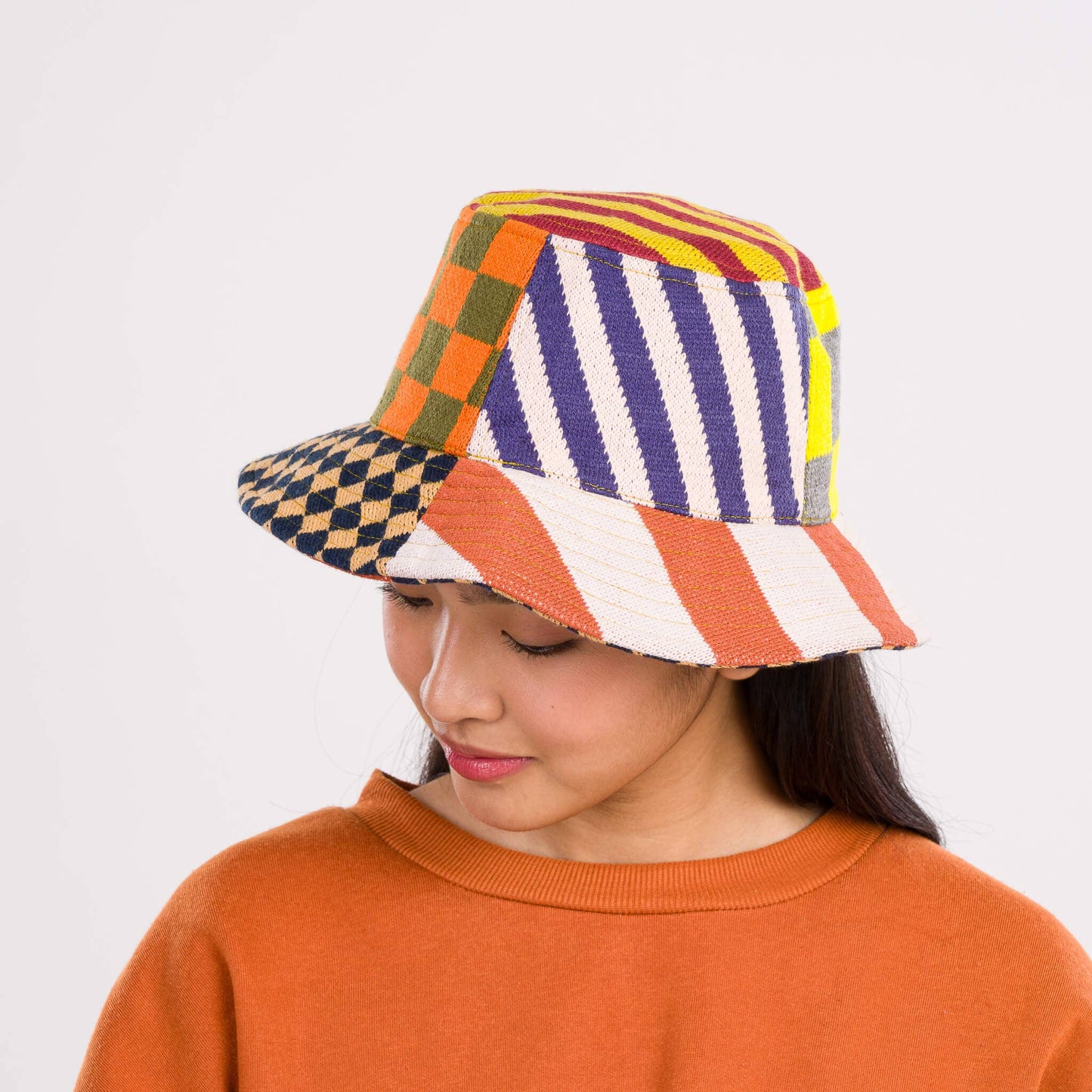 Pattern Patch Bucket Hat: Rainbow