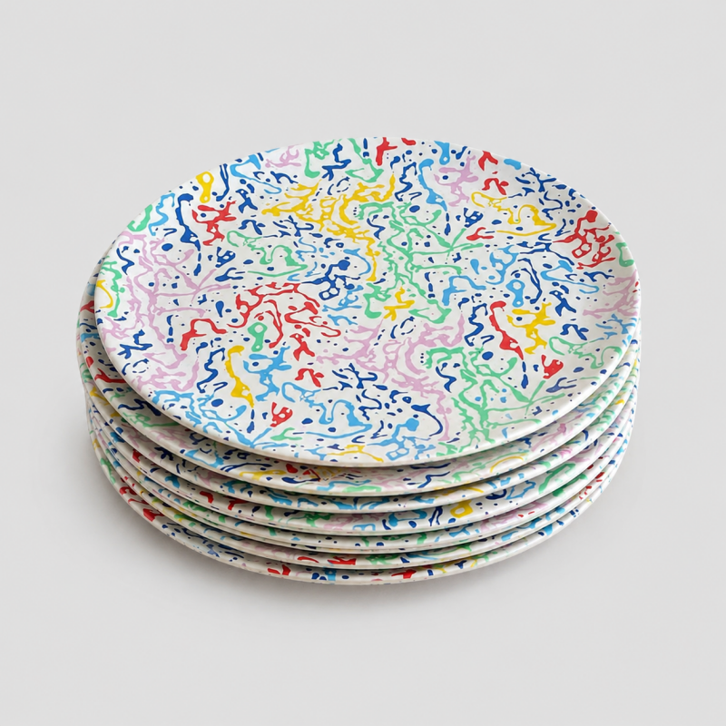 Checkered Snack Plate: Pink Green / F