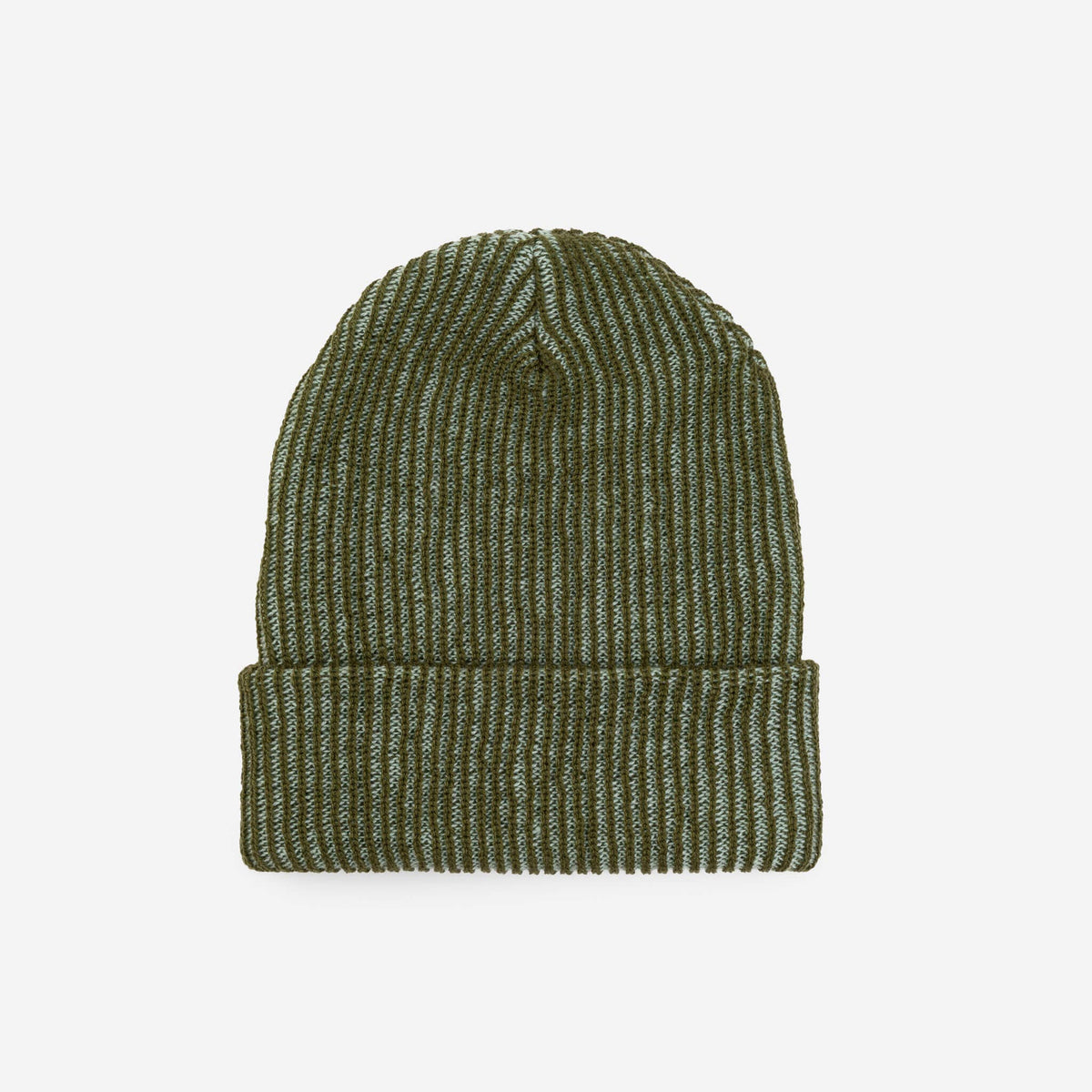 Simple Rib Knit Beanie: Golden Olive Navy