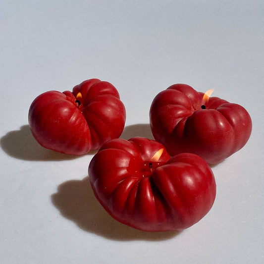 Heirloom Tomato Candle - Red: Red / Tomato Leaf / 3 Pack of Tomatoes