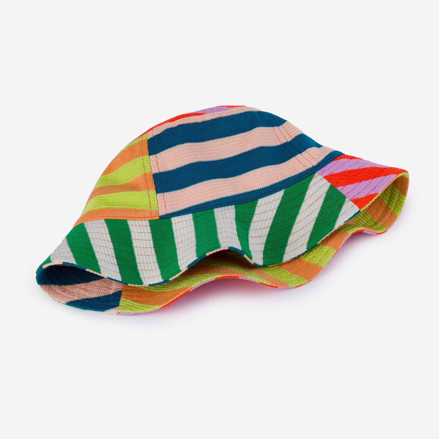 Super Stripe Bucket Hat: Peach Cobalt