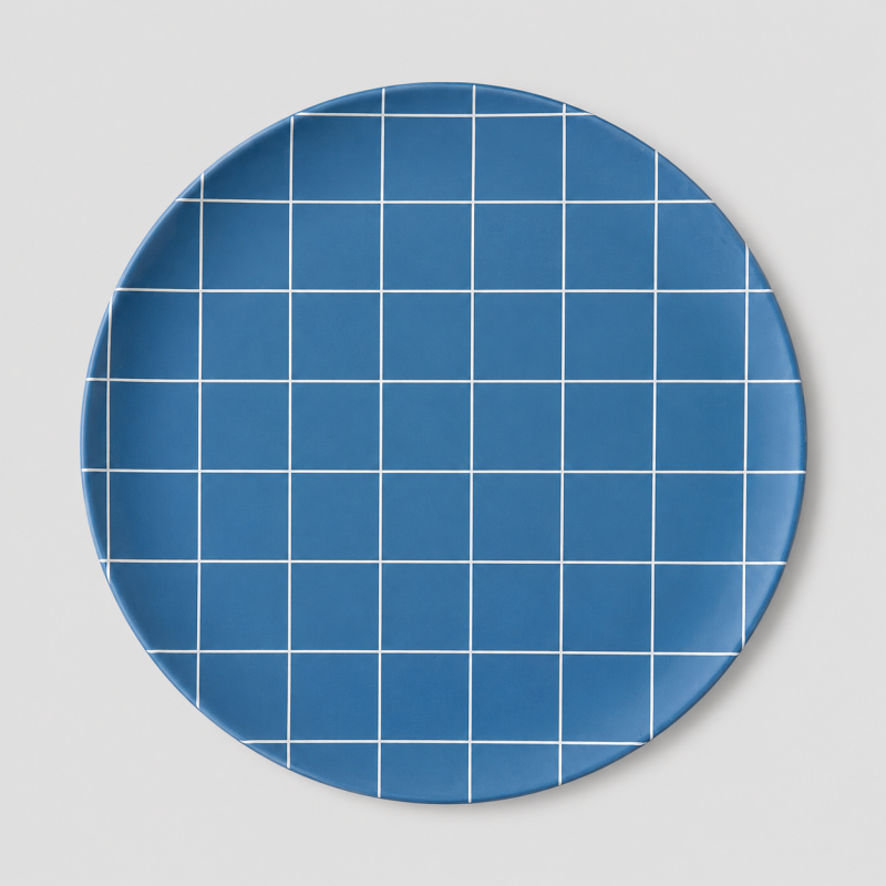 Checkered Snack Plate: Blue / F