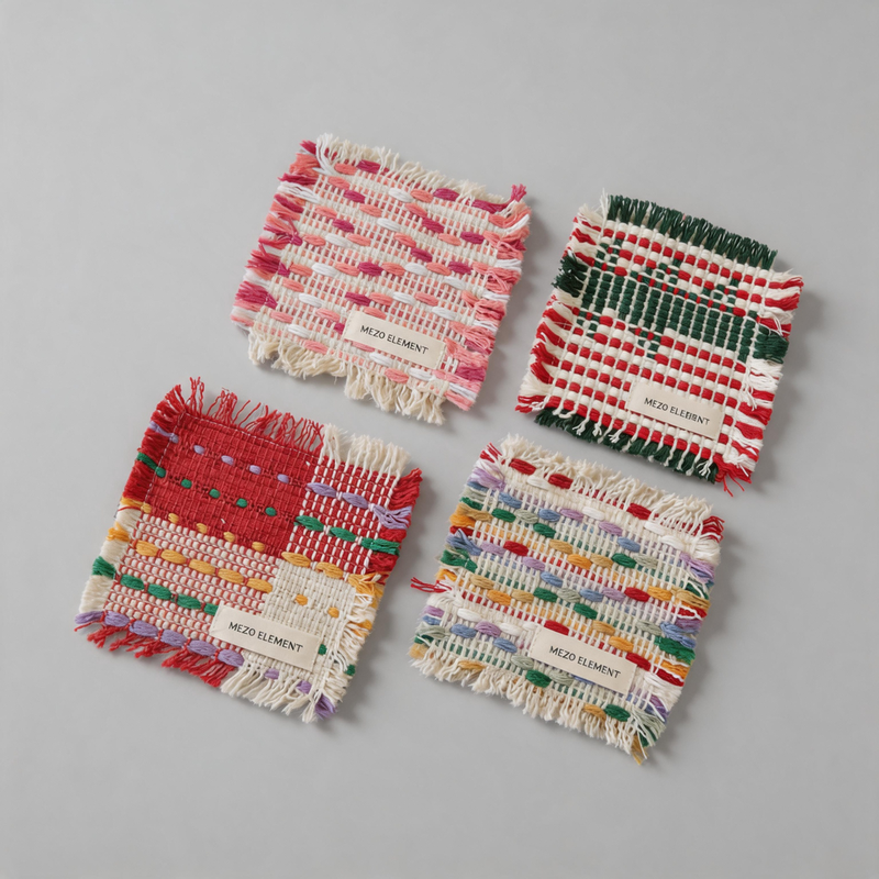 Woven Table Mat Coaster: Pink / One Size