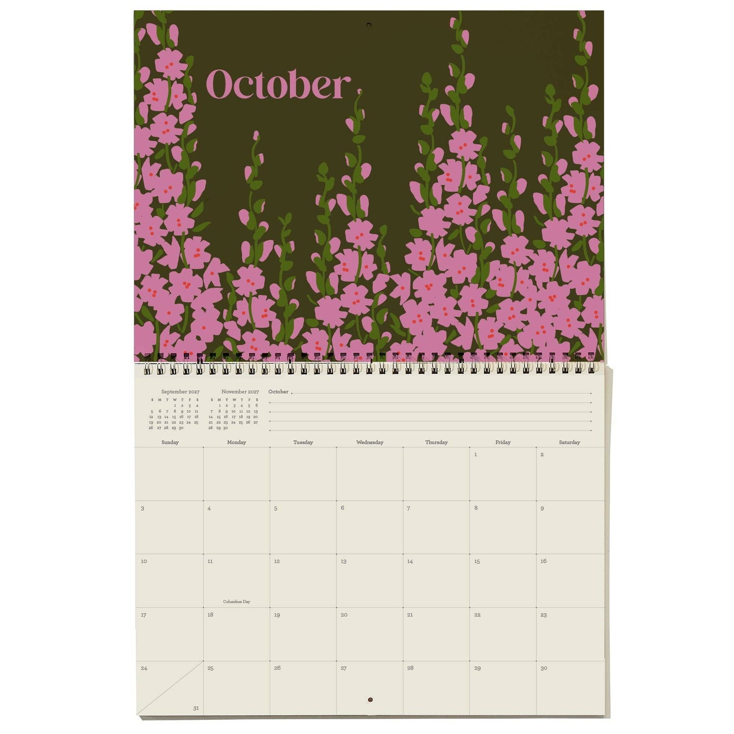 2027 Write-On Calendar | Grid style monthly calendar