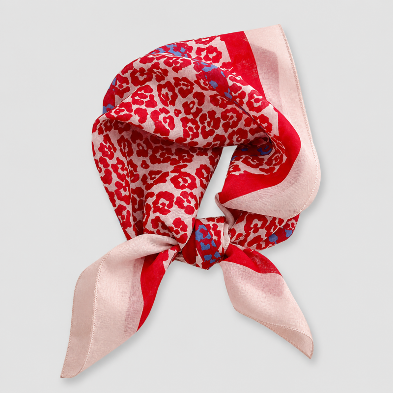 Red Tone Floral Square Scarf: Red Striped / One Size