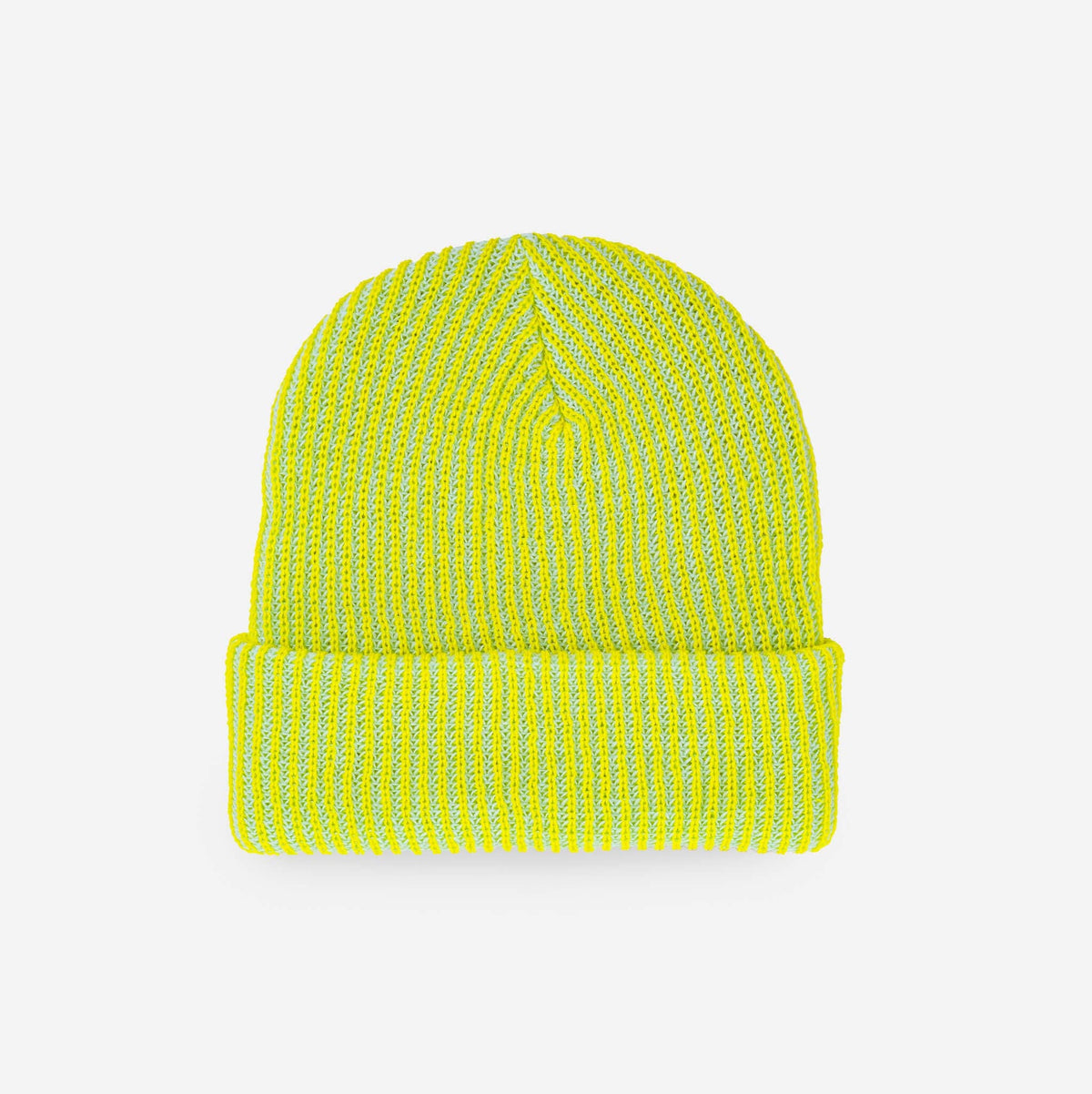 Simple Rib Knit Beanie: Golden Olive Navy