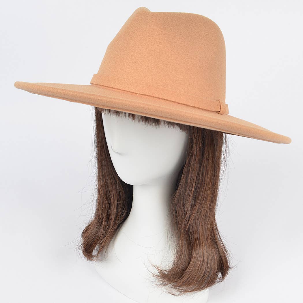 Faux Wool Leo Band Fedora Hat