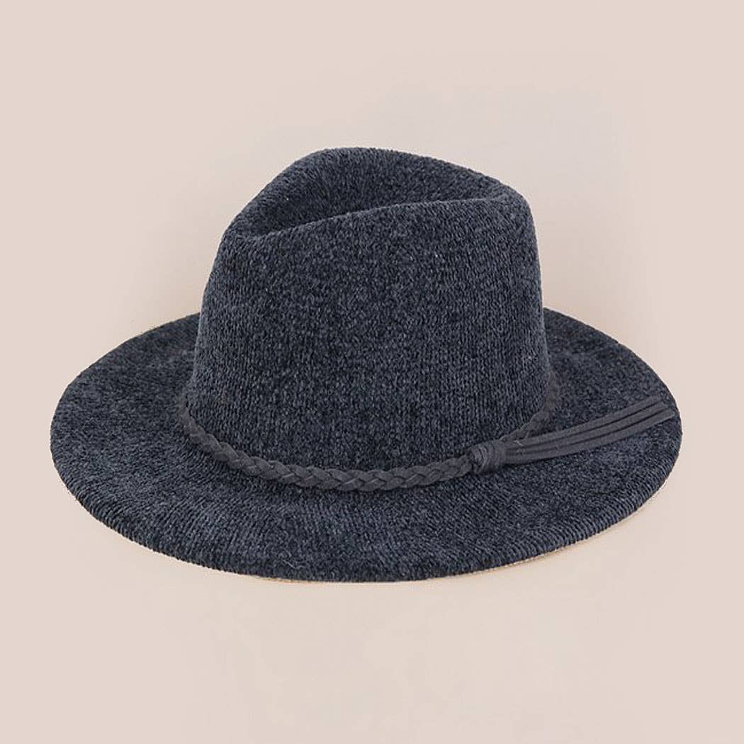 Chenille Panama Hat: BK