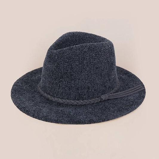 Chenille Panama Hat: BK
