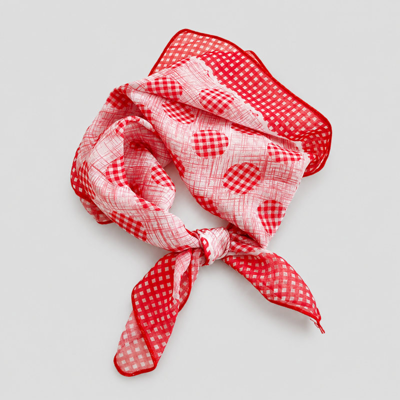 Red Tone Floral Square Scarf: Red Striped / One Size