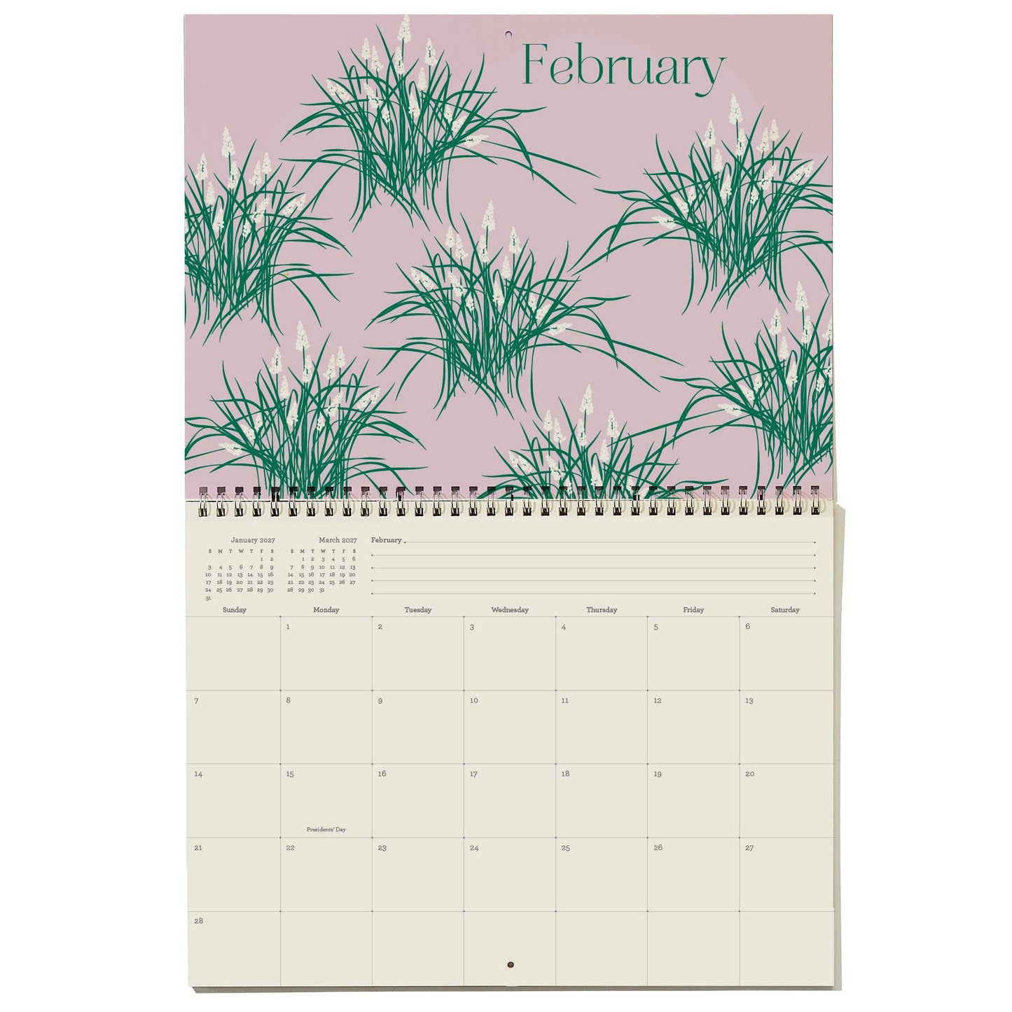 2027 Write-On Calendar | Grid style monthly calendar