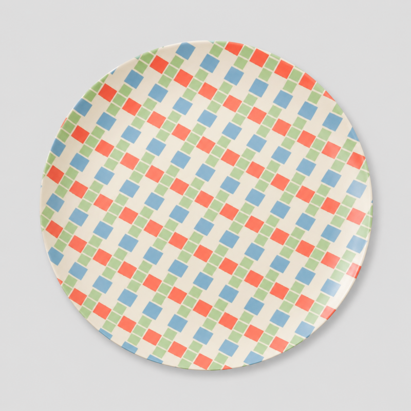 Gingham Dinner Plate: Blue Black / 25CM