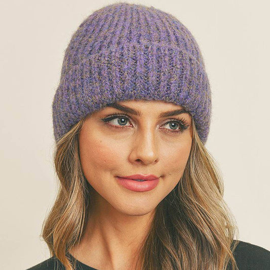 Fuzzy Mixed Color Knit Beanie