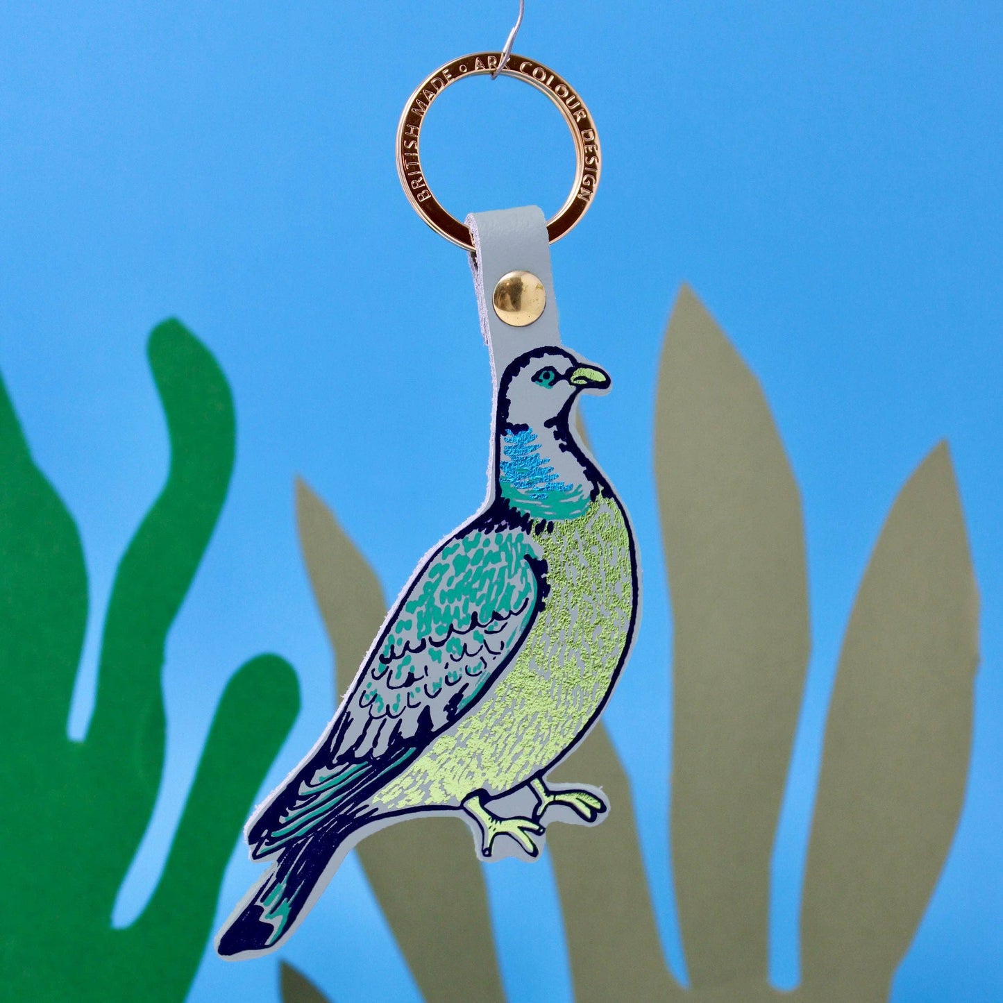 Feral Pigeon Key Fob: Cornflower