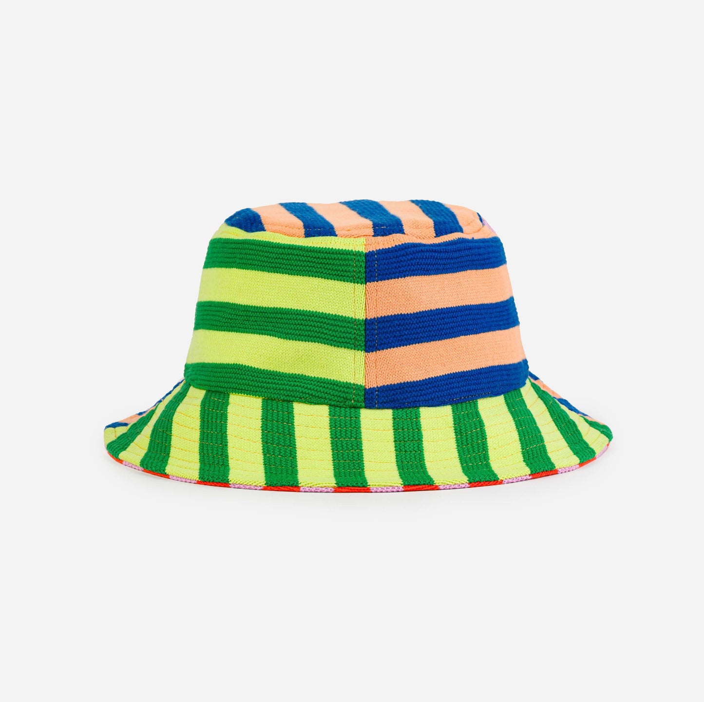 Super Stripe Bucket Hat: Peach Cobalt