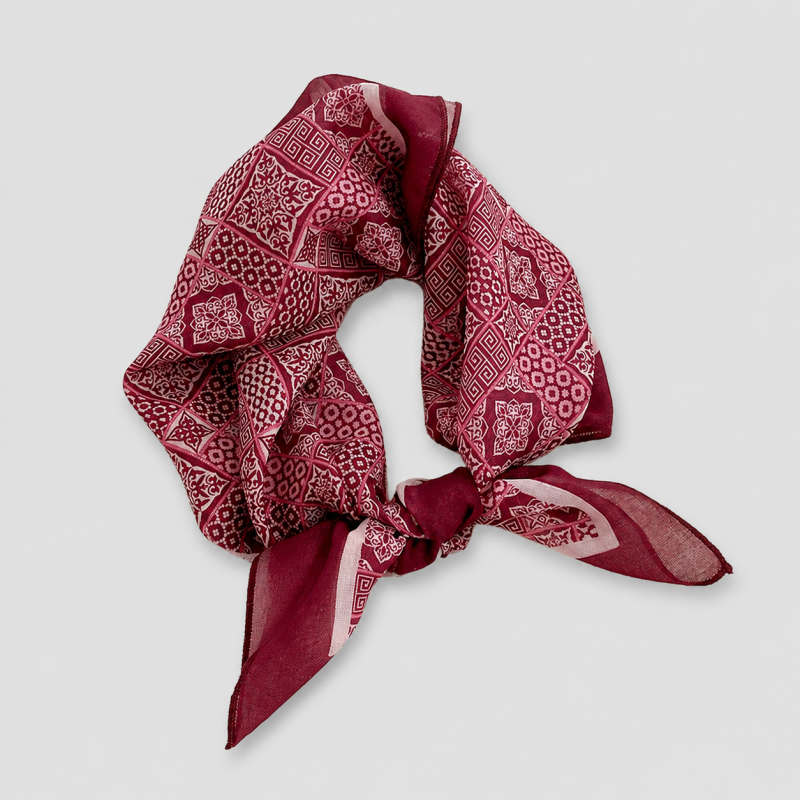 Red Tone Floral Square Scarf: Red Striped / One Size