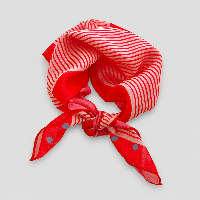Red Tone Floral Square Scarf: Red Striped / One Size