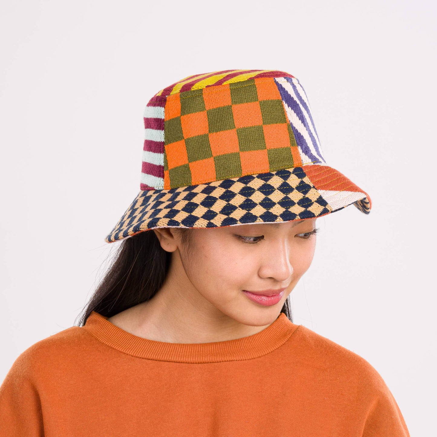 Pattern Patch Bucket Hat: Rainbow
